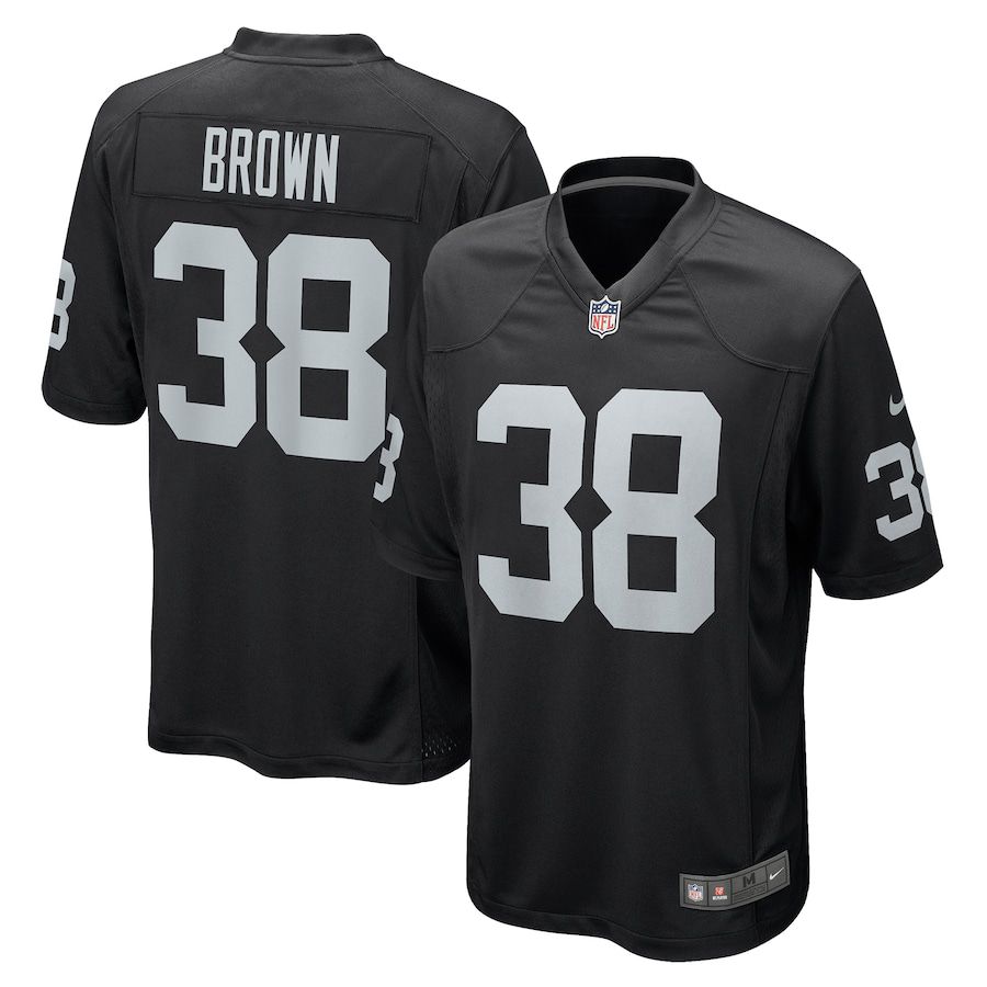 Men Oakland Raiders #38 Jordan Brown Nike Black Game NFL Jersey